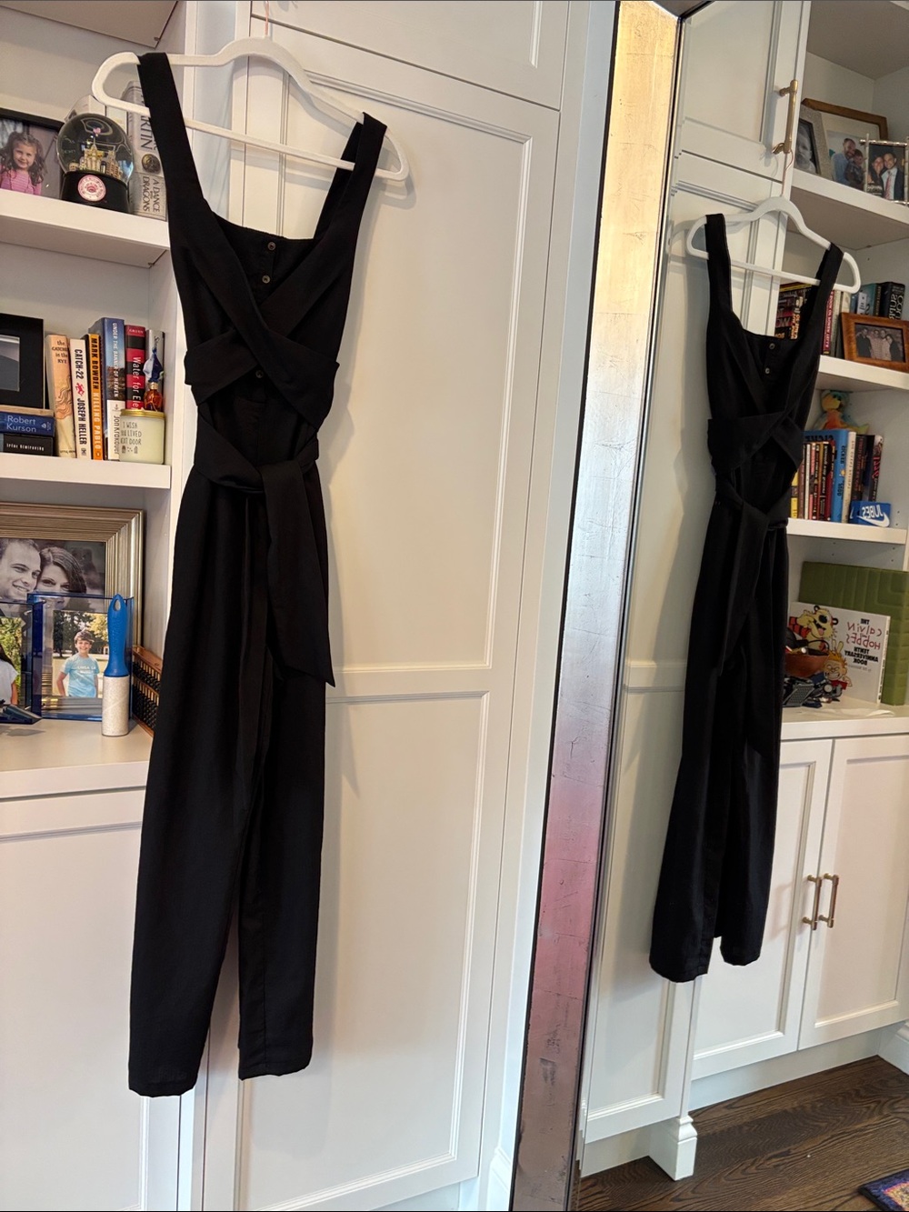 Astr Black Sleeveless Wrap-Front Jumpsuit with Waist Tie